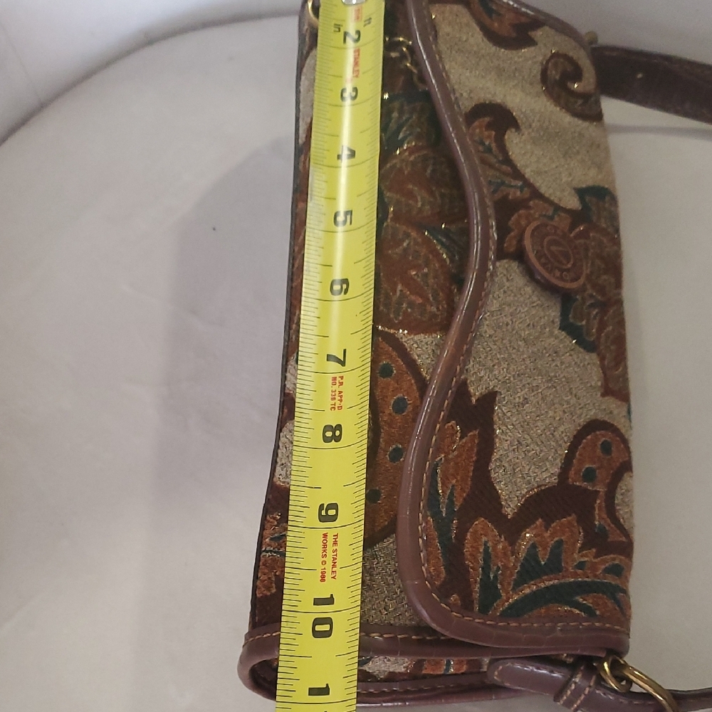 Vtg Mario  Valentino Brown and Gold Patterned Shoulder Bag - Picture 8 of 15
